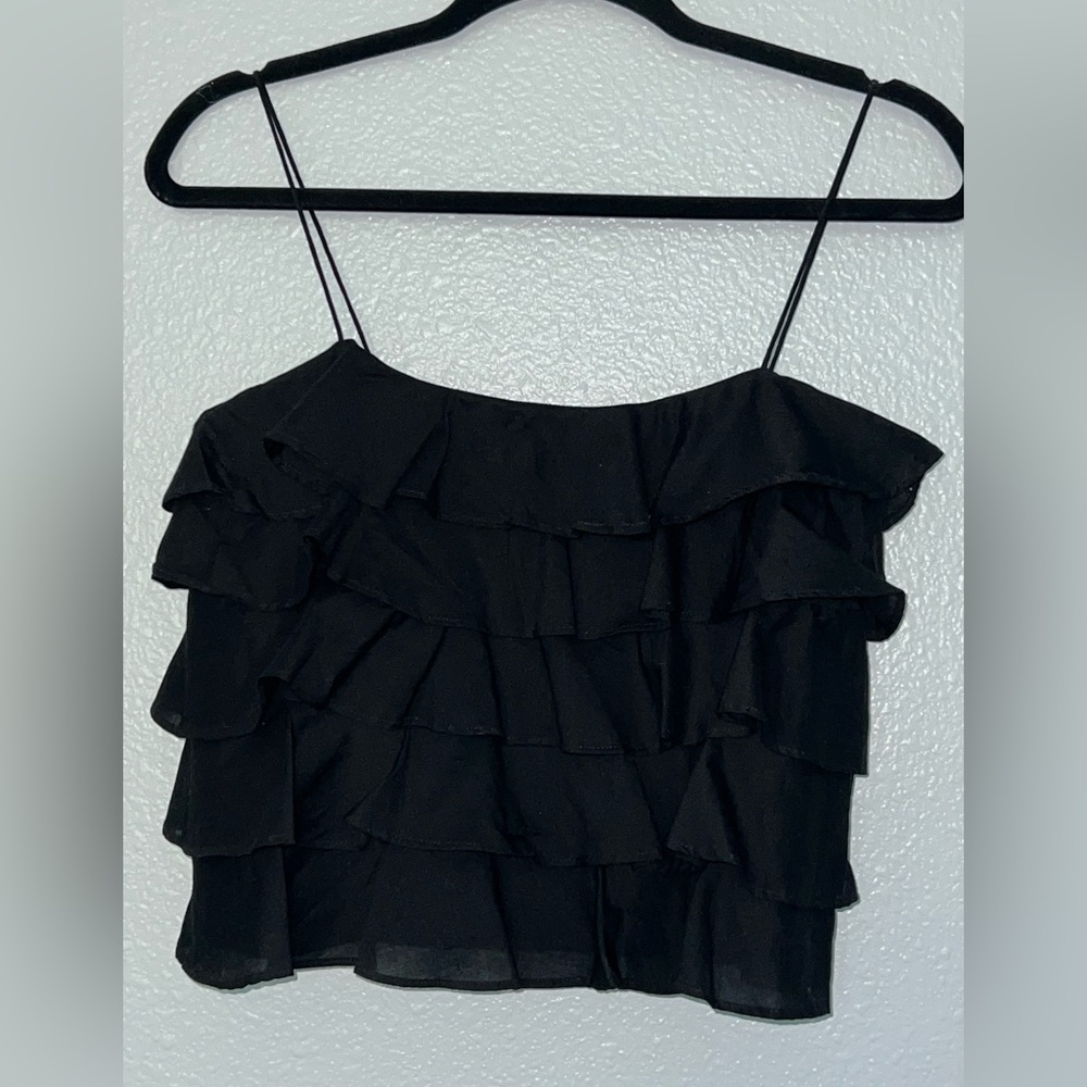 Ralph Ralph Lauren Vintage Black Ruffle Crop Top